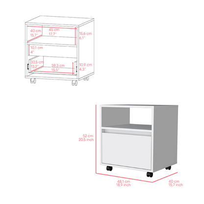 Nightstand Munyochi, One Drawer, White Finish