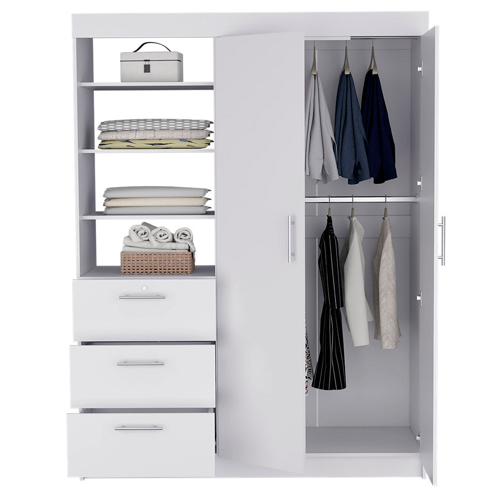 Armoire Rumanu, Three Drawers, White Finish