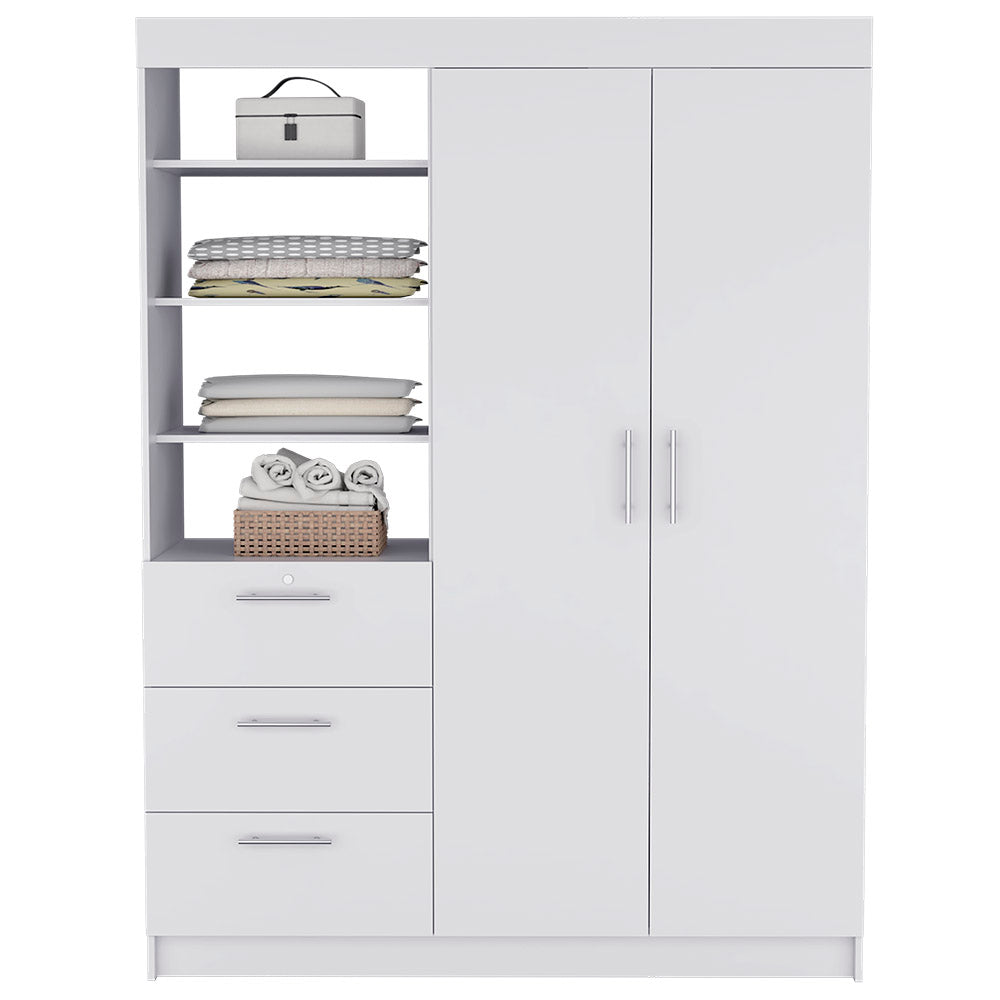 Armoire Rumanu, Three Drawers, White Finish