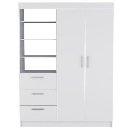 Armoire Rumanu, Three Drawers, White Finish