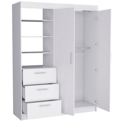 Armoire Rumanu, Three Drawers, White Finish