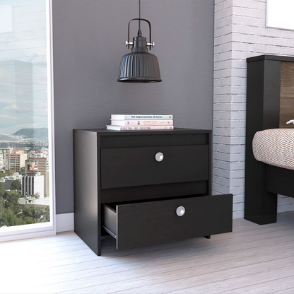 Nightstand Dreams, Two Drawers, Black Wengue Finish