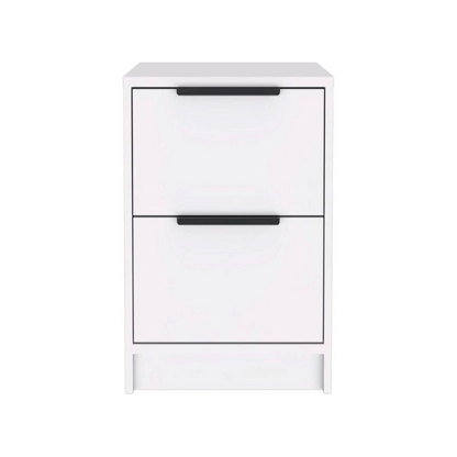 Nightstand Cervants, Two Drawers, Metal Handle, White Finish