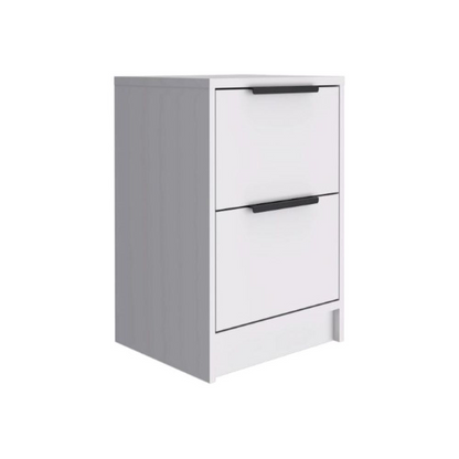 Nightstand Cervants, Two Drawers, Metal Handle, White Finish