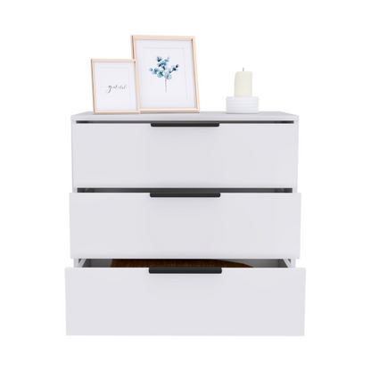 3 Drawers Dresser Maryland, Superior Top, White Finish