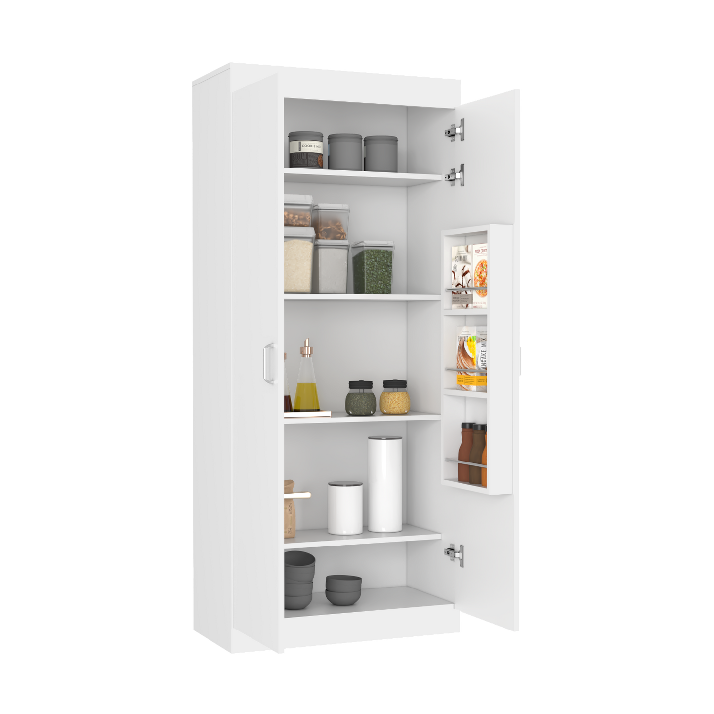 Pantry Cabinet Orlando, Five Shelves, White Finish