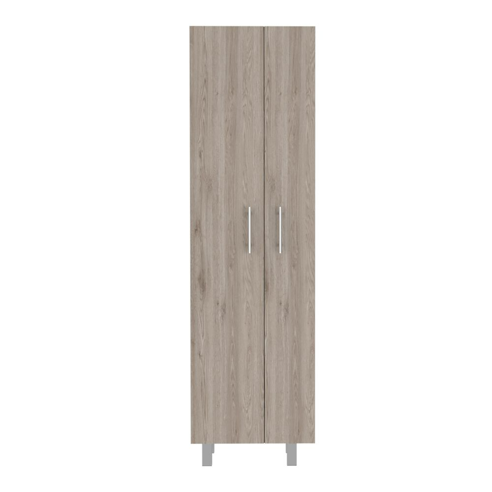 Closet Pantry Copenhague, Five Shelves, Double Door Cabinet, Light Gray / White Finish