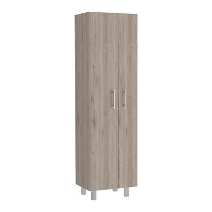 Closet Pantry Copenhague, Five Shelves, Double Door Cabinet, Light Gray / White Finish