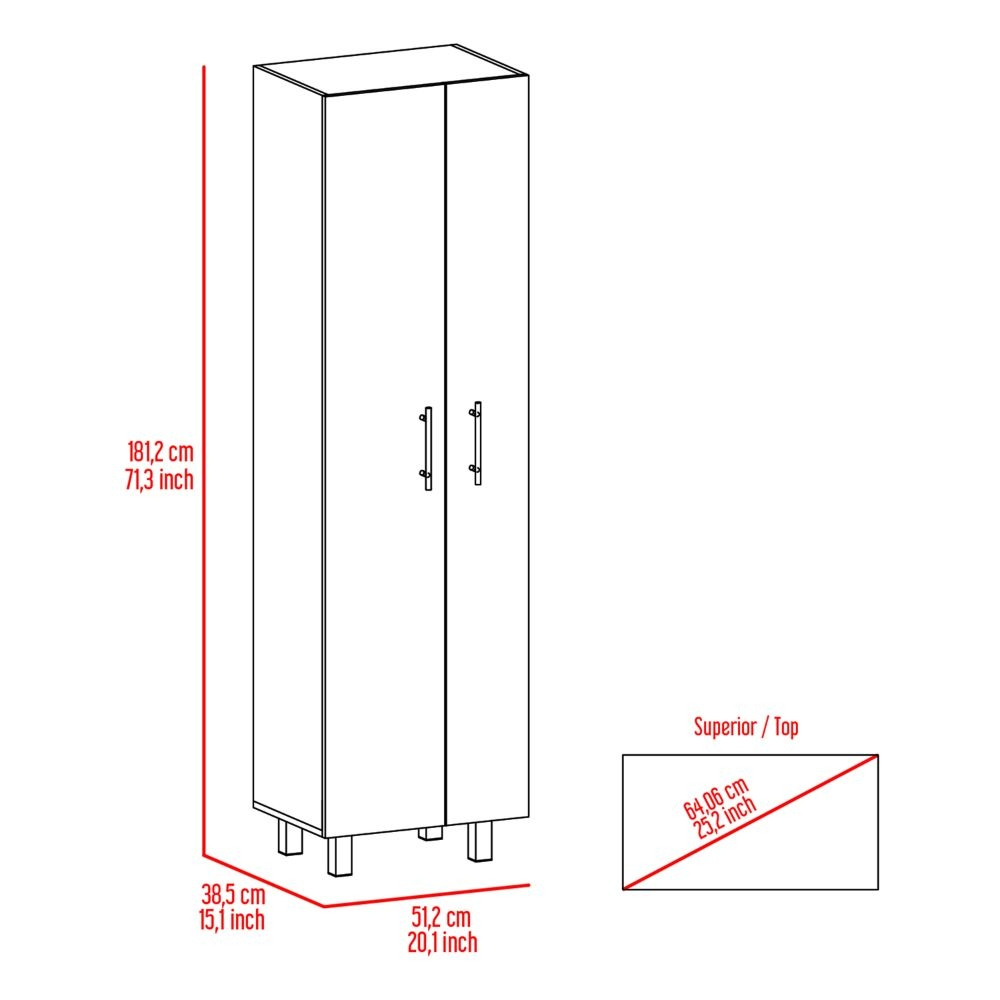 Closet Pantry Copenhague, Five Shelves, Double Door Cabinet, Light Gray / White Finish