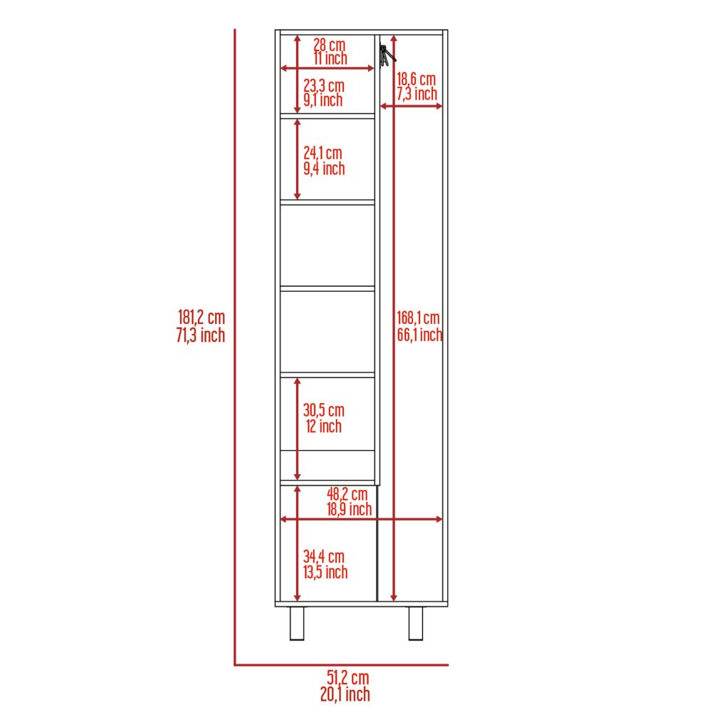 Closet Pantry Copenhague, Five Shelves, Double Door Cabinet, Light Gray / White Finish