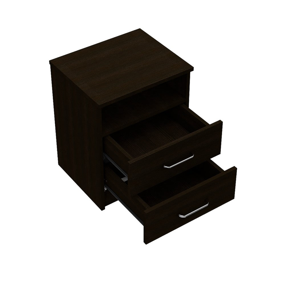 Nightstand Olivenza, Two Drawers, Black Wengue Finish