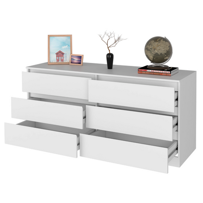 6 Drawer Double Dresser Tronx, Superior Top, White Finish