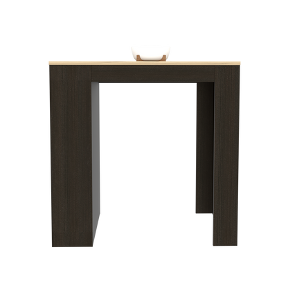 Kitchen Counter Dining Table Toledo, Three Side Shelves, Black Wengue / Pine Finish