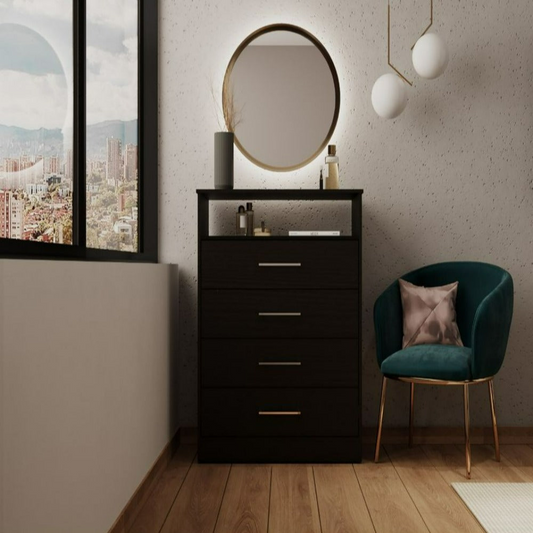 Dresser Atlanta,Four Drawers, Black Wengue Finish