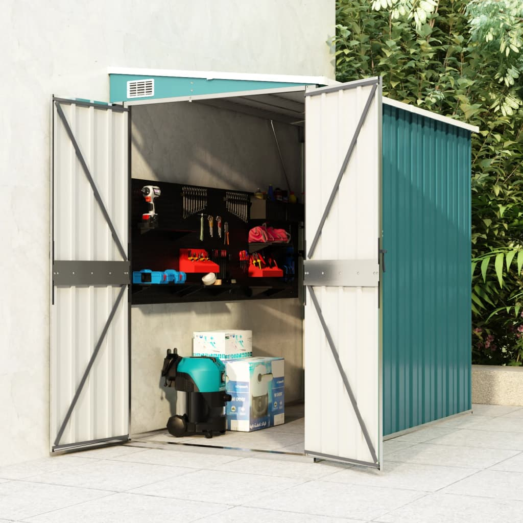 vidaXL Wall-mounted Garden Shed Green 46.5"x76.4"x70.1" Galvanized Steel