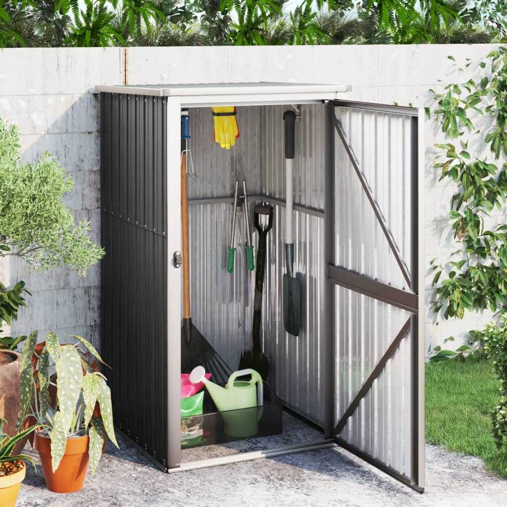 vidaXL Garden Tool Shed Anthracite 34.6"x35"x63.4" Galvanized Steel