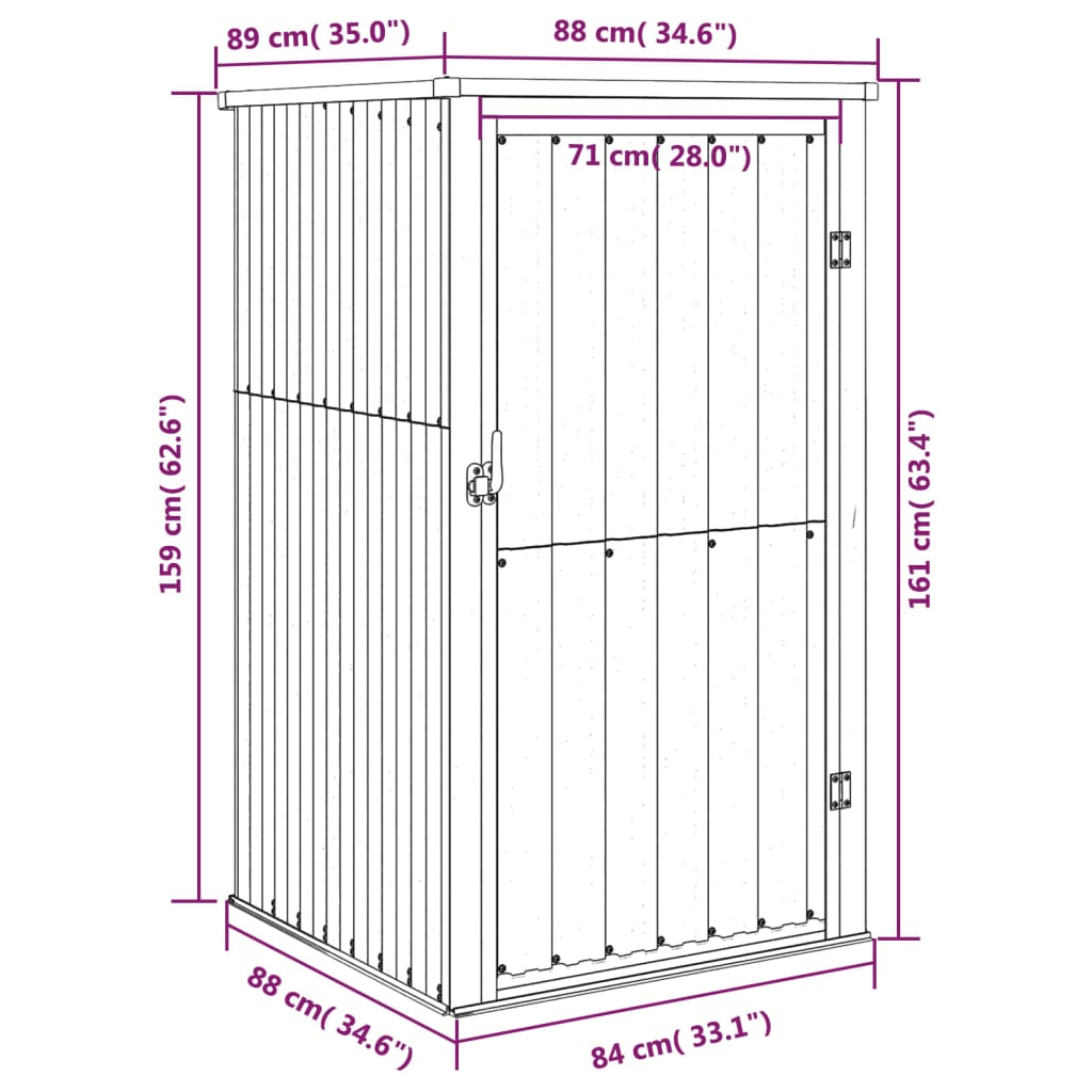 vidaXL Garden Tool Shed Anthracite 34.6"x35"x63.4" Galvanized Steel