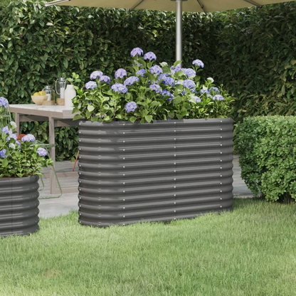 vidaXL Patio Raised Bed Powder-coated Steel 44.9"x15.7"x26.8" Gray