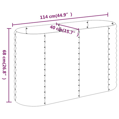 vidaXL Patio Raised Bed Powder-coated Steel 44.9"x15.7"x26.8" Gray