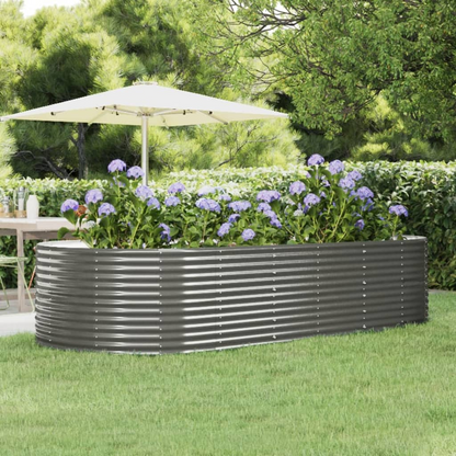 vidaXL Garden Raised Bed Gray 114.6"x55.1"x26.8" Powder-coated Steel