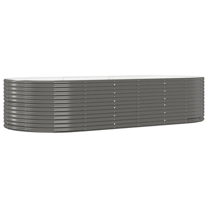 vidaXL Garden Raised Bed Gray 114.6"x55.1"x26.8" Powder-coated Steel