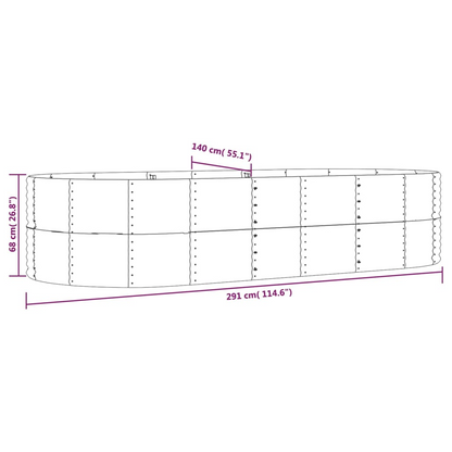 vidaXL Garden Raised Bed Gray 114.6"x55.1"x26.8" Powder-coated Steel