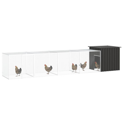 vidaXL Chicken Cage Anthracite 196.9"x35.8"x39.4" Galvanized Steel