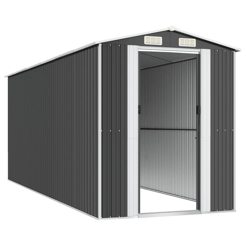 vidaXL Garden Shed Anthracite 75.6"x205.9"x87.8" Galvanized Steel