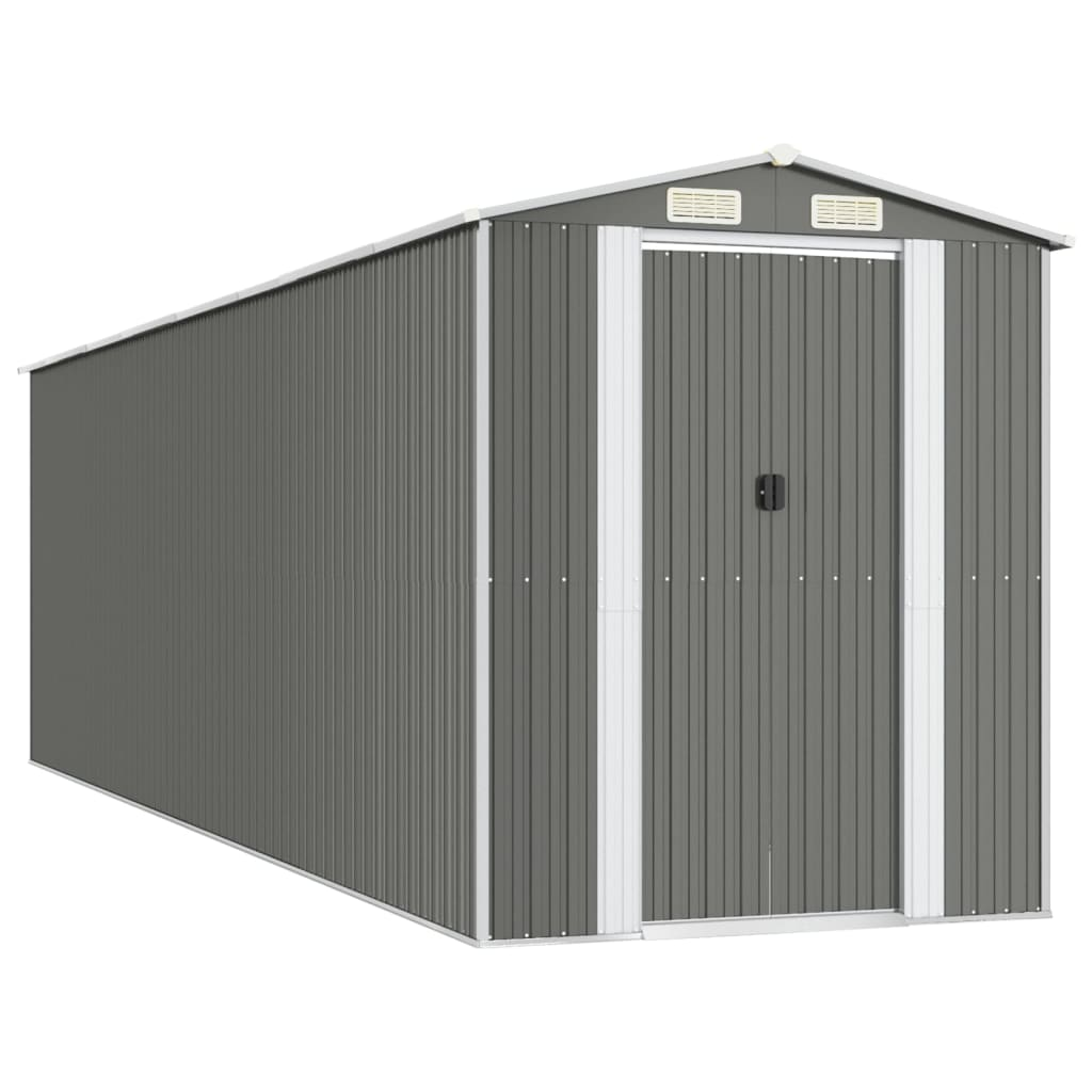 vidaXL Garden Shed Light Gray 75.6"x271.3"x87.8" Galvanized Steel