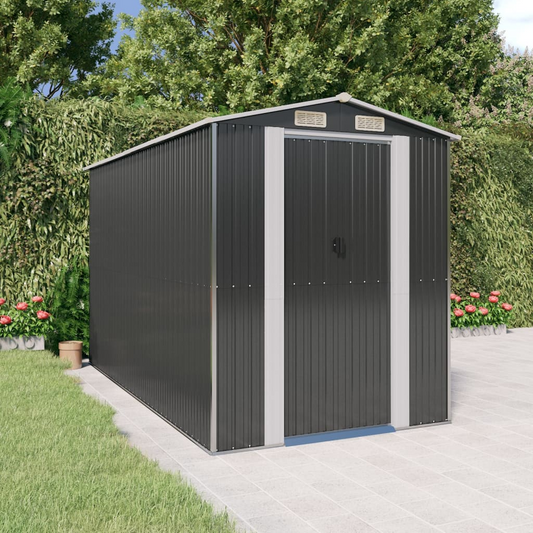 vidaXL Garden Shed Anthracite 75.6"x140.6"x87.8" Galvanized Steel