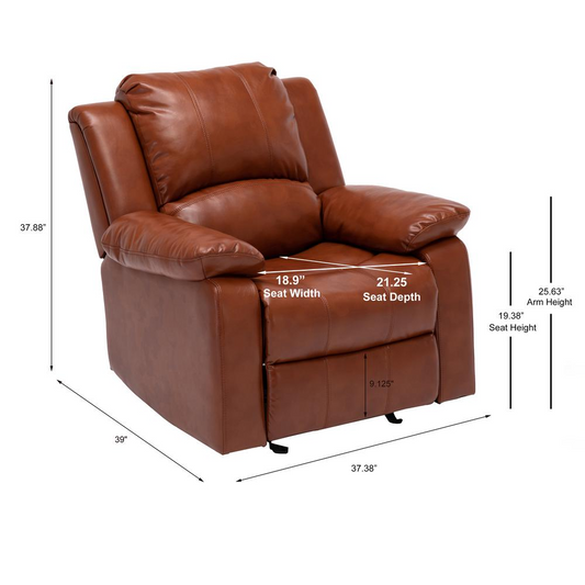 Clifton Caramel Leather Gel Recliner