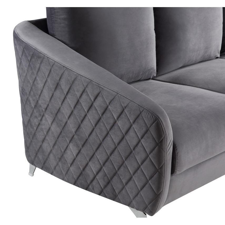 Sofia Gray Velvet Modern Chic Sofa Couch