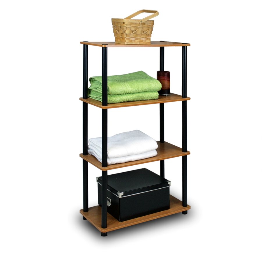 Turn-N-Tube 4-Tier Multipurpose Shelf Display Rack, Light Cherry/Black