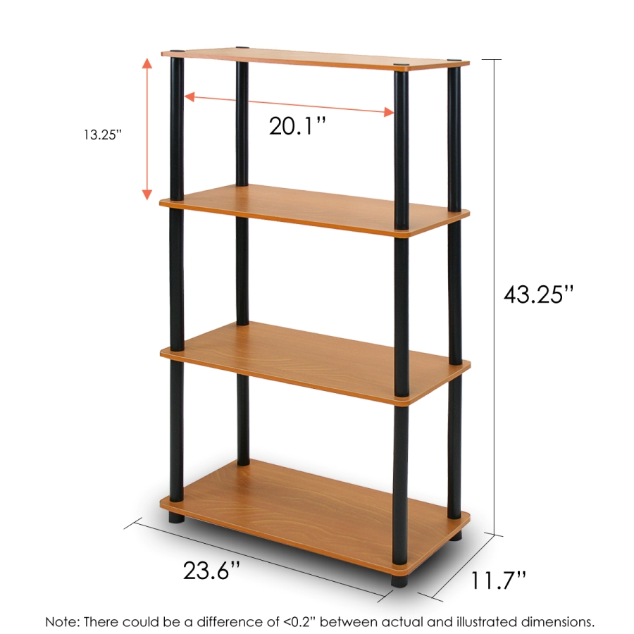 Turn-N-Tube 4-Tier Multipurpose Shelf Display Rack, Light Cherry/Black