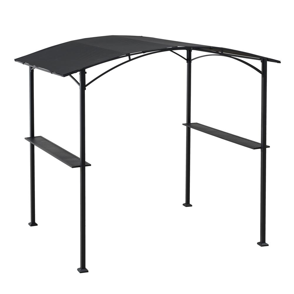 Sunjoy 5 ft. x 8 ft. Black Steel Grill Gazebo with Black Arch Canopy