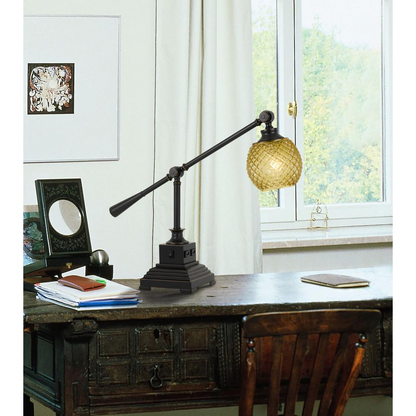 21" Height Metal Desk Lamp with USB in Dark Bronze Finish