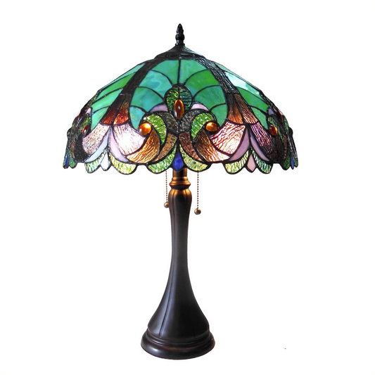 AMOR Tiffany-style 2 Light Victorian Table Lamp 16" Shade