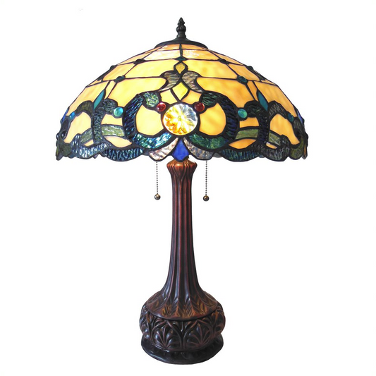 DOUTZEN Tiffany-style 2 Light Victorian Table Lamp 18" Shade