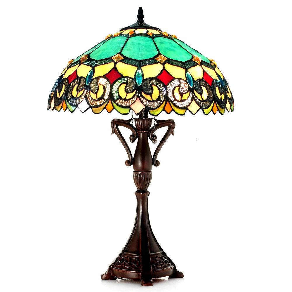 AUBREY Victorian 2 Light Antique Dark Bronze Table Lamp 18" Shade