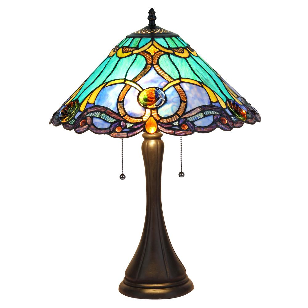 KEEGAN Tiffany-style 2 Light Victorian Table Lamp 16" Shade