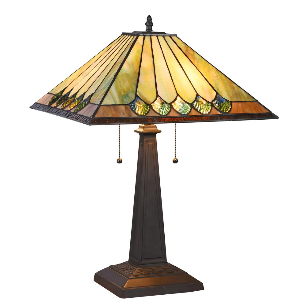 GRAHAM Tiffany-style 2 Light Mission Table Lamp 16" Shade