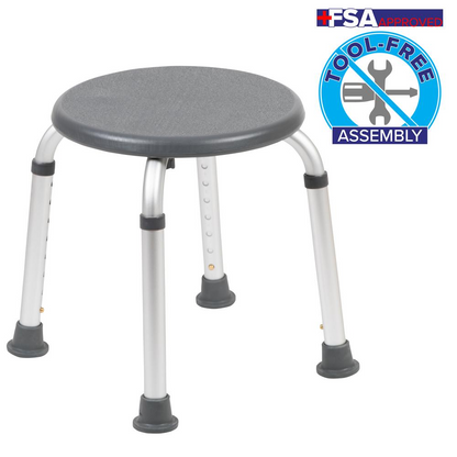 HERCULES Series Tool-Free and Quick Assembly, 300 Lb. Capacity, Adjustable Gray Bath & Shower Stool