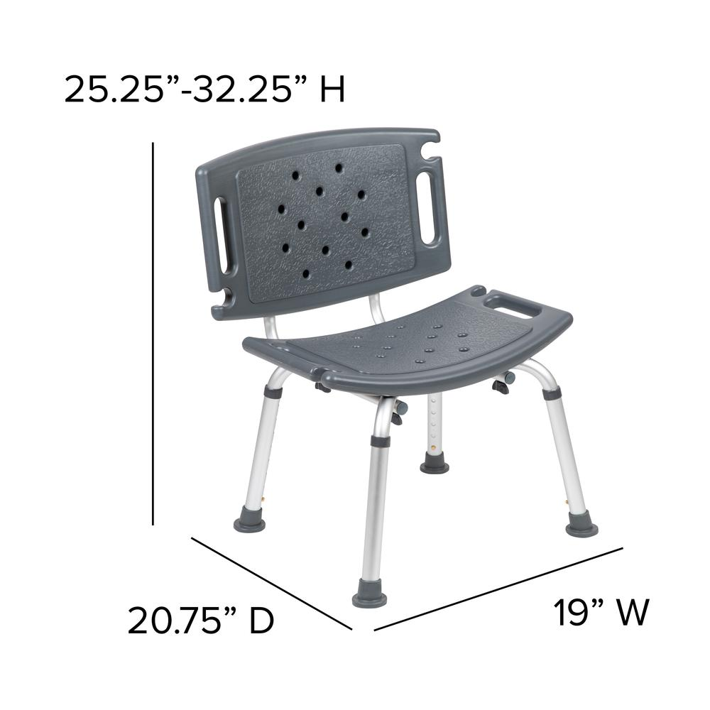 HERCULES Series Tool-Free and Quick Assembly, 300 Lb. Capacity, Adjustable Gray Bath & Shower Chair with Extra Large Back