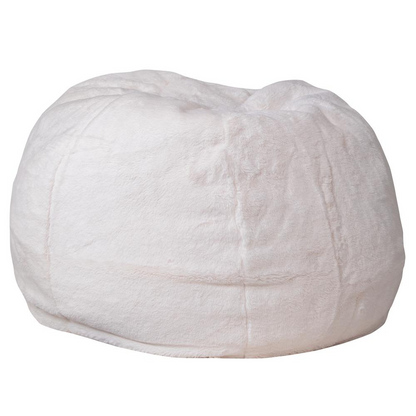 Small White Furry Bean Bag Chair for Kids and Teens