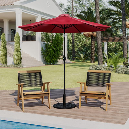 Red 9 FT Round Umbrella with 1.5" Diameter Aluminum Pole with Crank and Tilt Function