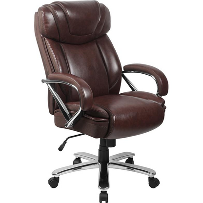 HERCULES Series Big & Tall 500 lb. Rated Brown LeatherSoft Executive Swivel Ergonomic Office Chair with Extra Wide Seat