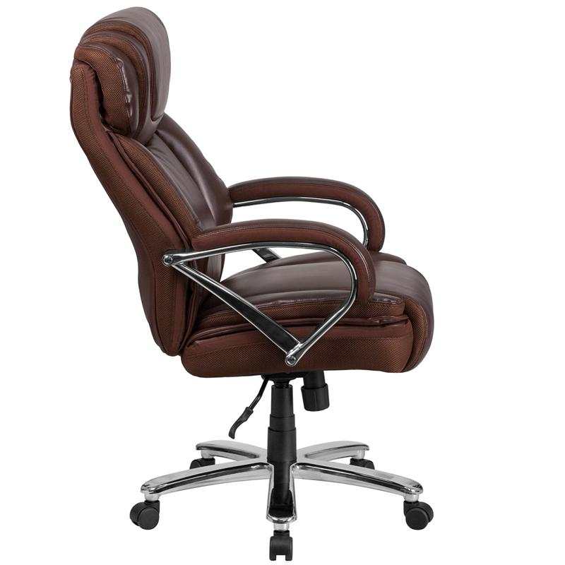 HERCULES Series Big & Tall 500 lb. Rated Brown LeatherSoft Executive Swivel Ergonomic Office Chair with Extra Wide Seat