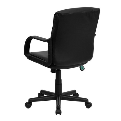 Mid-Back Black LeatherSoft Swivel Task Office Chair w/ Arms