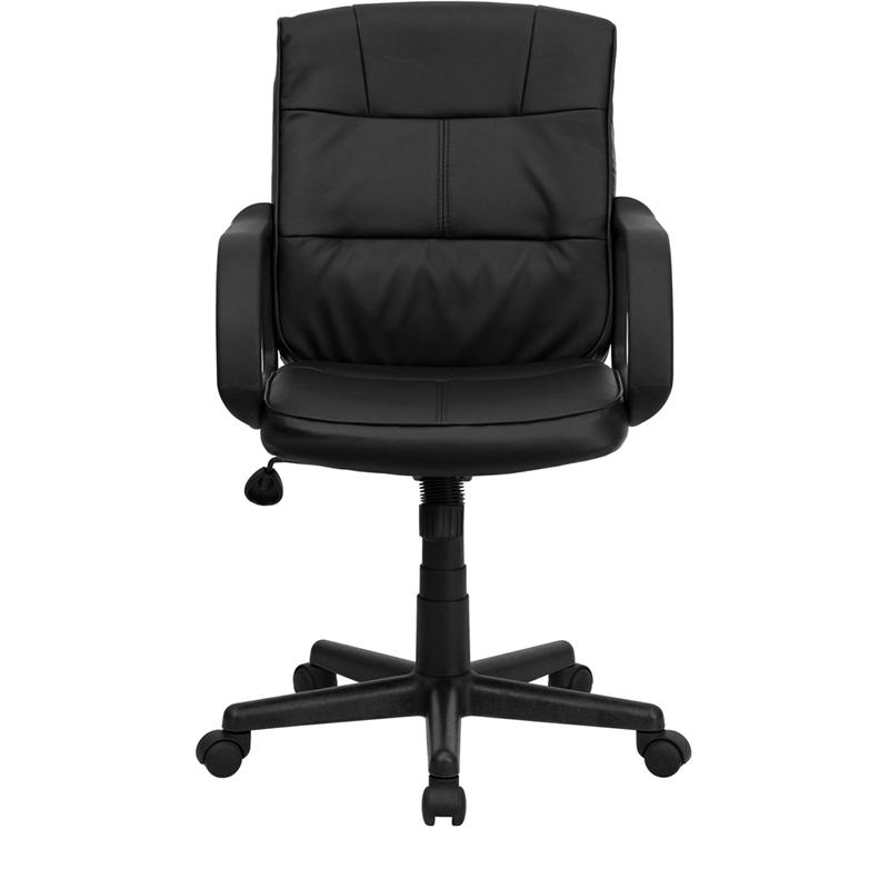 Mid-Back Black LeatherSoft Swivel Task Office Chair w/ Arms