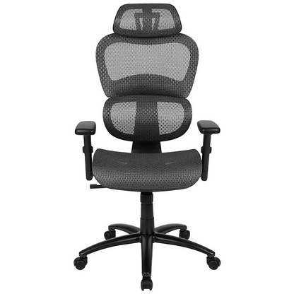 Ergonomic Mesh Office Chair with 2-to-1 Synchro-Tilt, Adjustable Headrest, Lumbar Support, and Adjustable Pivot Arms in Gray